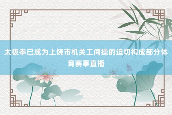 太极拳已成为上饶市机关工间操的迫切构成部分体育赛事直播