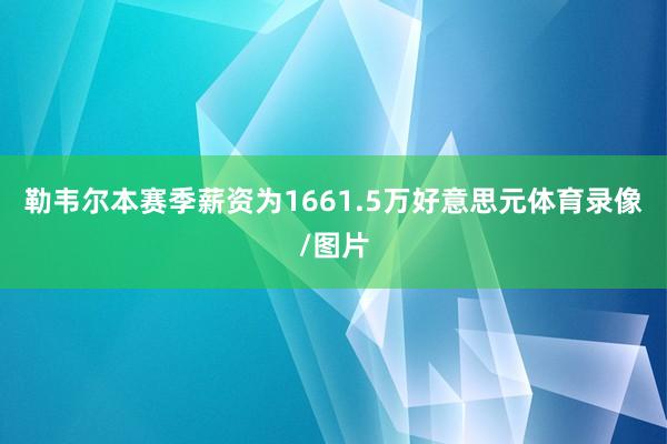 勒韦尔本赛季薪资为1661.5万好意思元体育录像/图片