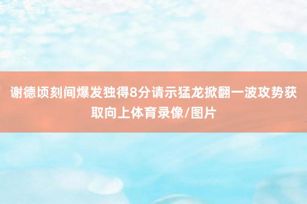 谢德顷刻间爆发独得8分请示猛龙掀翻一波攻势获取向上体育录像/图片