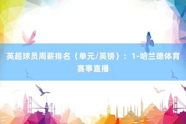 英超球员周薪排名（单元/英镑）：1-哈兰德体育赛事直播