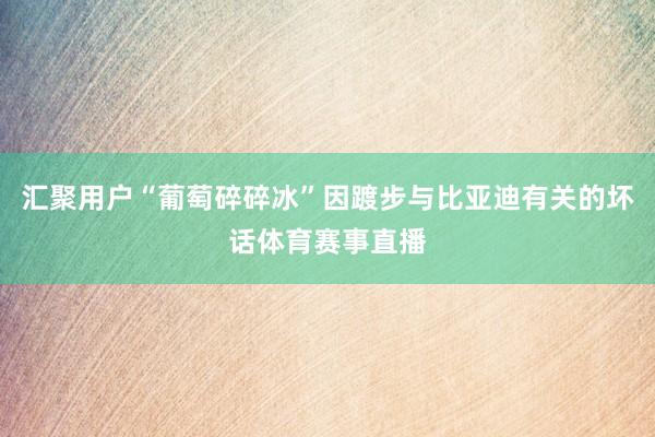 汇聚用户“葡萄碎碎冰”因踱步与比亚迪有关的坏话体育赛事直播