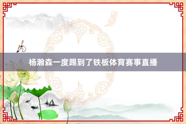 杨瀚森一度踢到了铁板体育赛事直播