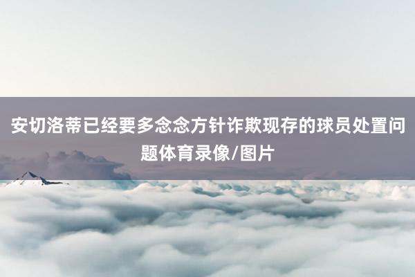 安切洛蒂已经要多念念方针诈欺现存的球员处置问题体育录像/图片